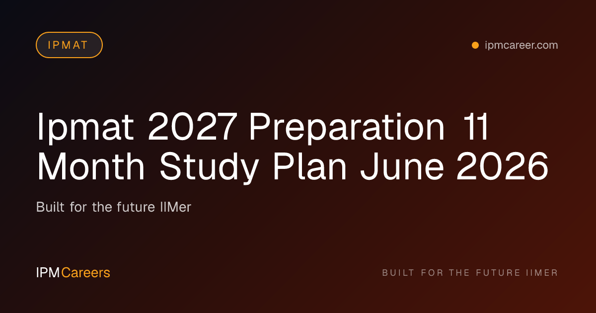 IPMAT 2027 Preparation: 11-Month Study Plan from June 2026